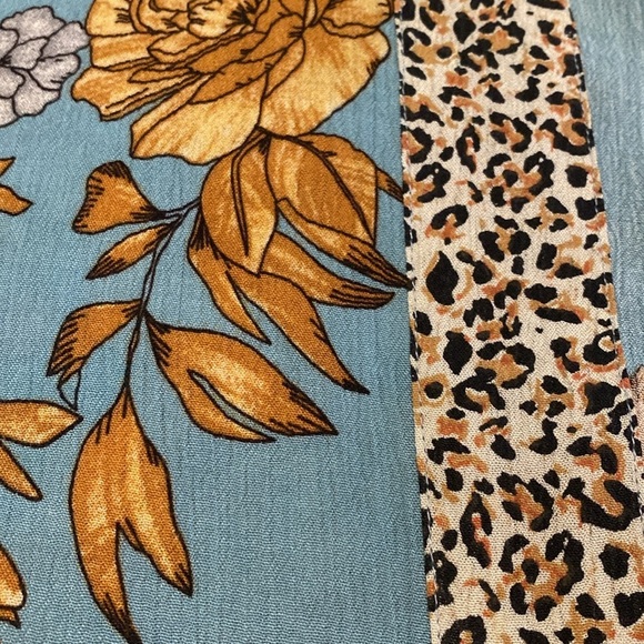 Anthropologie Andersen & Lauth Kimono Open Front Duck Egg Blue Floral Animal OS - Picture 7 of 9